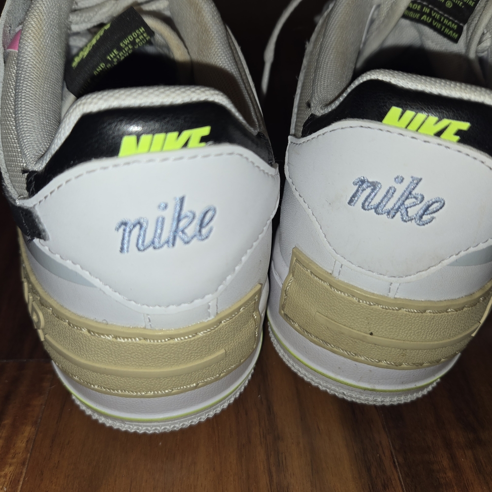 Nike Air Force 1 White Sneakers with Pink and Blue Accents - Picture 6 of 12